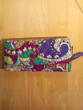 Vera Bradley Multicolor Paisley Quilted Wallet - Purple, Teal & Pink